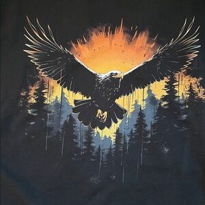 Retro 90s Crewneck Sweatshirt Graphic Soaring Bald Eagle Wilderness Print XL